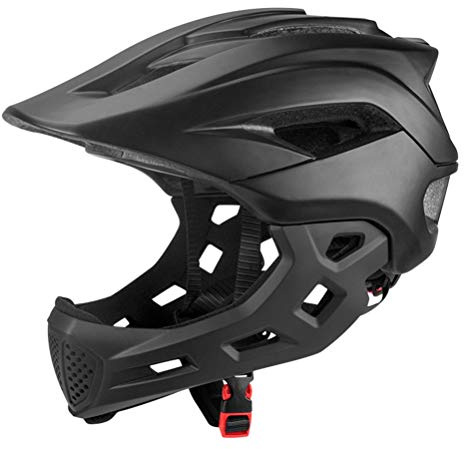 Kinder-Fahrradhelm, Kinder-Skateboard-Helm, 2-in-1-Integral-Kinderfahrrad- und Skateboard-Helm mit Abnehmbarem Kinnschutz MTB, BMX, Dirtbike (Schwarz)