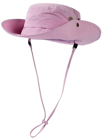 Sonnenhut Damen UV Schutz 50 mit Pferdeschwanzloch Faltbar Wasserdichte Safari Hut Herren Outdoor Wanderhut Boonie Hat Breitkrempe tropenhut Sonnenhut zum Angeln Pckable & Verstellbar Rosa M 54-57CM