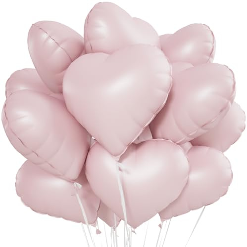 Herz Folienballon Baby Rosa 20 Stück,Creme Rosa Herz Helium Luftballons,Heliumballon Herzen,Herzluftballons,Herzform Folienluftballon Herzballons für Geburtstag Hochzeit Valentinstag
