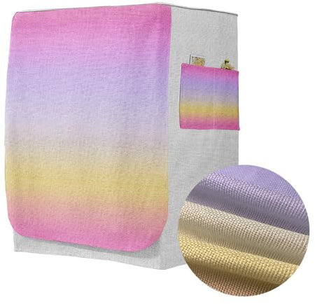 Odot Copri Lavatrice Esterni, Coprilavatrice da Esterno Antipolvere Anti Sunlight, Copertura per Lavatrice e Asciugatrice con Aperture Frontali (Rosa Viola Giallo,S-capacità 4~7,5 kg)