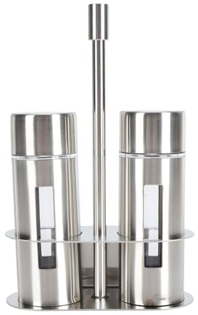 Ensemble Salière et Poivrière en Acier Inoxydable, Pots à Sucre et à épices avec Support de Base, pour Cuisine de Restaurant, Clair pour Savoir Quand Remplir (Grand 510 ml)