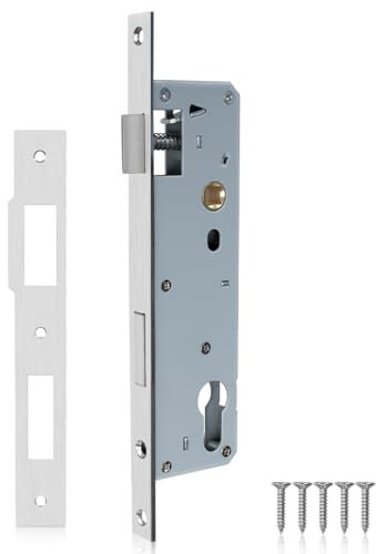 Bwintech 1 Pieza De Acero Inoxidable 9235 Cerradura De Embutir, 92MM Centro 35MM Backset Cuerpo De La Cerradura, Cerradura De Marco De Níquel Satinado Para Puertas Interiores Y Exteriores