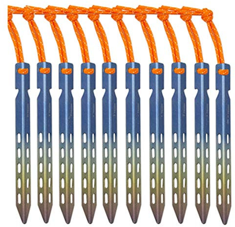 Robuster und langlebiger Zelthering aus Titan, 6/10 Stück/Lose, bunt, winddicht, Titan, V-förmig, für Outdoor-Camping, Zelthering, Nagelhering mit Seil für den Außenbereich, für Gartenarbeit, Wan