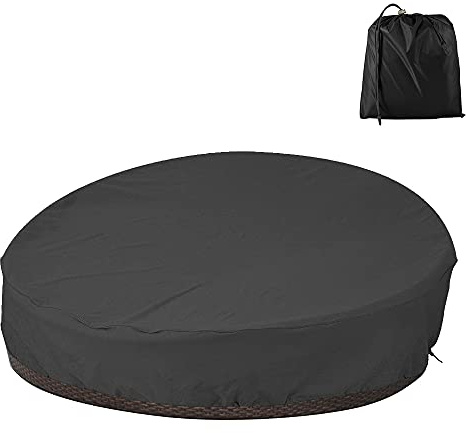 Solö skydd rund 230 cm med dragsnöre, skyddsfodral för solö 210D oxfordtyg slitstark vattentät UV dammskydd presenning sol ö för trädgårdsmöbler soffa rund