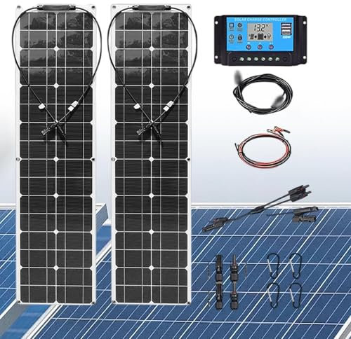 Kit Pannello Solare Da 400 W, Pannello Solare Flessibile Impermeabile Ip67, Pannello Pieghevole, Power Bank Con Celle Monocristalline, Pannelli Solari Da Tetto, Per Campeggio, Camper, Yacht ,White
