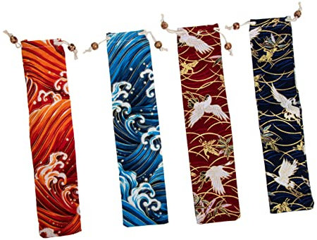 PHENOFICE Pochettes De Rangement pour Couverts en Tissu Résistant 4 Pièces Compactes Cordon pour Réceptions Et Usage Quotidien