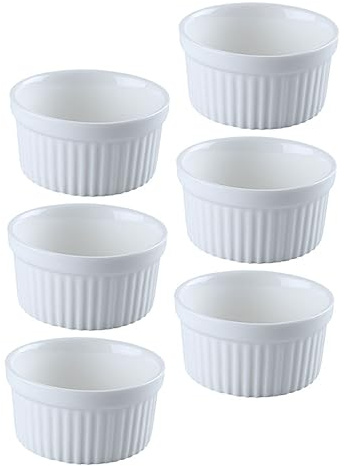 CIYODO 6pièces à Dessert Céramique Ramequins Pour Pudding Et Pour Desserts Soupe Et Légumes Design Élégant Et Pratique