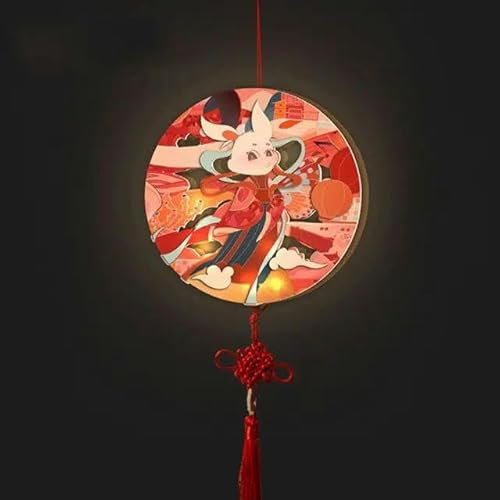 Mid-Autumn Festival Acryl Jade Kaninchen Laterne DIY handgefertigte Laterne tragbare Laterne-A