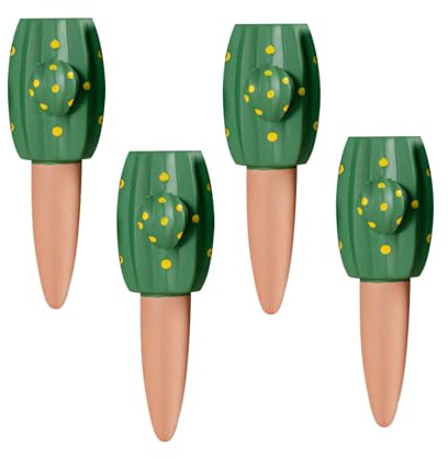 Sirseon Lot de 4 pics d'irrigation pour plantes - Argile - En forme de cactus - Argile - Arrosage automatique - Arrosage goutte à goutte - Arrosage automatique des plantes - Argile