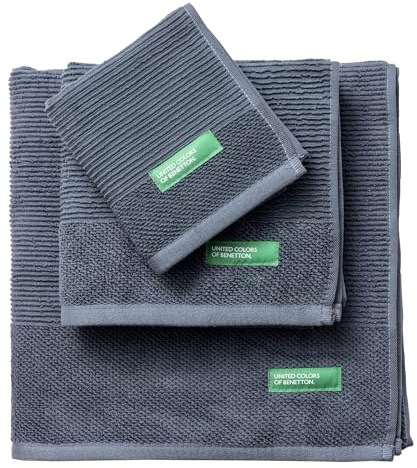 Set 3PCS Toallas de Baño (30x50 + 50x90 + 70x140cm) 450GSM 100% Algodón Gris Oscuro Benetton