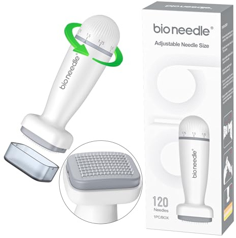 P-Beauty – Derma Stamp – Dermapen – microneedling – Mesoroller med 120 högkvalitativa nålar av rostfritt stål, justerbar längd 0–2 mm – för anti-åldring, hudregenerering, hårtillväxt, aknenärr