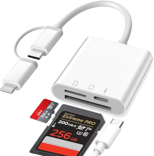 【Apple MFi Certified】SD Card Reader for iPhone, Lightning to SD Card Reader, Lightning S-D C-ard R-eader, Camera Adapter to iPhone, SD to i-Phone Adapter, 3 in 1 SD Reader for i-Phone