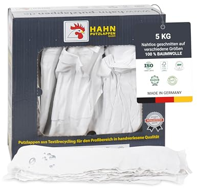 Hahn Putzlappen® Handtuchrollen Weiß [5 kg] – Verschiedene Größen – Saugstark & langlebig – Für Werkstatt, Haushalt & Auto – 100 % Recycling, 100 % Baumwolle – Made in DE