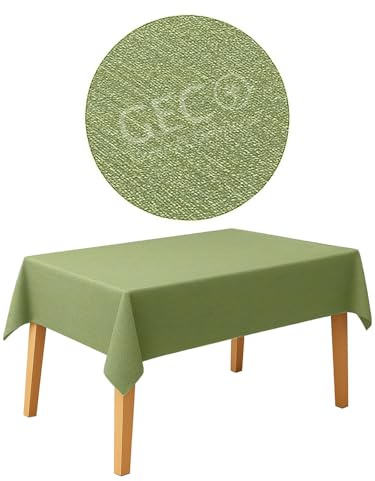 GECO Green ECOmmerce Tovaglia Rettangolare Impermeabile 120x160 cm, Antimacchia Lavabile, Plastificata Effetto Tessuto, Retro Felpato Antiscivolo, Ideale per uso Interno ed Esterno (120x160 Verde)