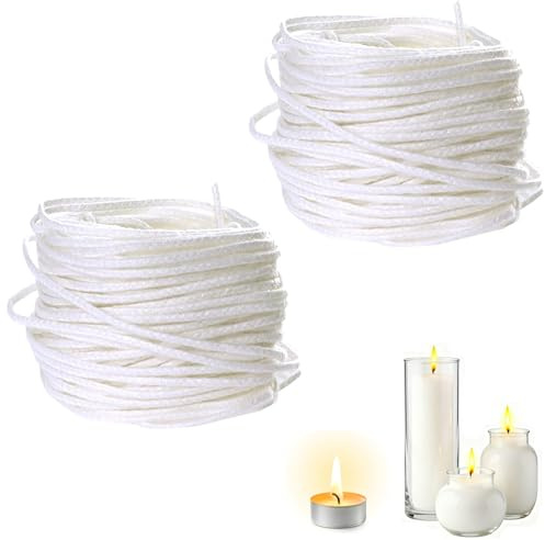 2 Stück Kerzendocht, Dochte Für Kerzen bis 5 cm, 12 Meter Ideal Für DIY Kerzenherstellung, Nachhaltiges Handwerken, Kuchenkerzen Machen, Für Werkzeuggeschäfte, Kerzengeschäfte