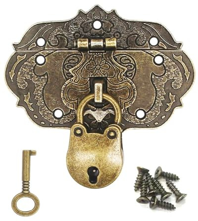 WINXMIN Vintage Antik-Verschlüsse, Bronze Eisen Design, Möbel-Verschlüsse, Beschläge für Vorhänge-Schloss Schlösser an Truhen Kisten Schieber, holzkisten, Inklusive Schrauben und Schlüssel