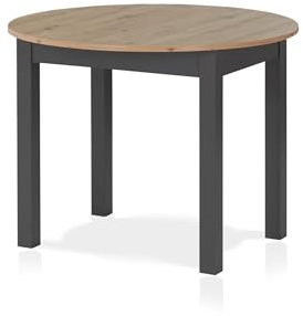 smart Esstisch Rund 100 cm Asteiche, Küchentisch ausziehbar bis 140 cm | Esszimmertisch aus Holzwerkstoff inkl. erweiterbare Auszugsplatte, moderner Tisch für bis zu 6 Personen, Eiche