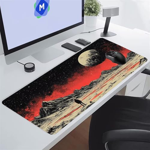 Grand Tapis de Souris Gamer 900x400x3 mm Espace Fantastique Tapis de Souris Gaming Protecteur de Bureau XXL Lavable Améliore la précision et la Vitesse pour PC Laptop
