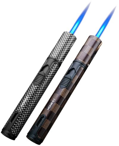 Accendino a fiamma jet, fiamma jet, accendino con perforatore, accendino per sigari, accendino jet, fiamma jet, fiamma temporale, camera d'aria trasparente per cucina, barbecue, campeggio, nero, gas