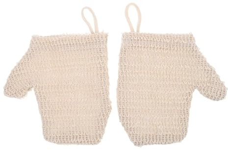 FIXOSHEE 2pcs Exfoliating Mitts Double-sided Cotton Linen Body Scrub Gloves Bath Gloves for Shower Deep Cleansing Dead Skin Removal Suitable for Men and Women