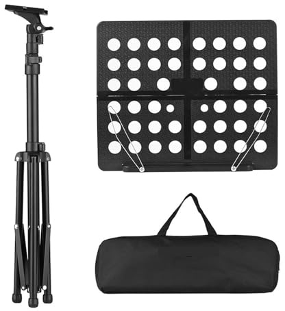 Collapsible Sheet Music Stand Holder for Violin Piano Guitar Laptop Projector Desktop Book Stand with Water-resistant Bag - Aluminum Alloy Bracket Tripod Stand