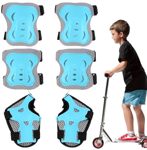 Knäskydd för barn set med 6 med handledsskydd, knä- och armbågsdynor, skydd för inline-skridskoåkning, rullskridskoåkning, cyklar och skateboards