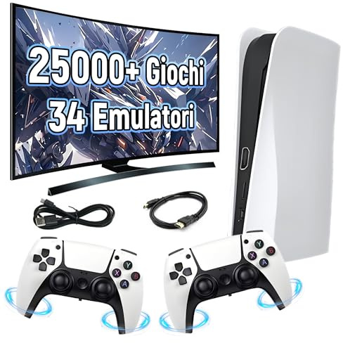 Console per videogiochi portatile retrò,25000+ giochi, 800+ giochi 3D, oltre 34 emulatori, uscita 4K HD, console emulatore con doppio controller wireless, supporta 33 lingue, Plug & Play (128 GB)