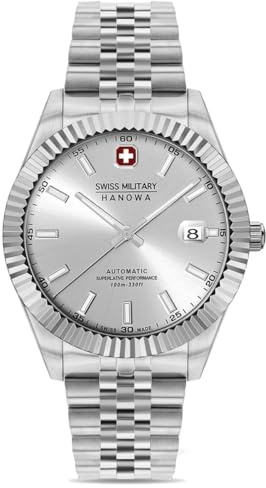 Schweizisk militär Hanowa SMWGL0002104 diligenter automatisk herrklocka 41 mm i Schweizisk tillverkad silver rostfritt stål 10 ATM safirglas display baksida