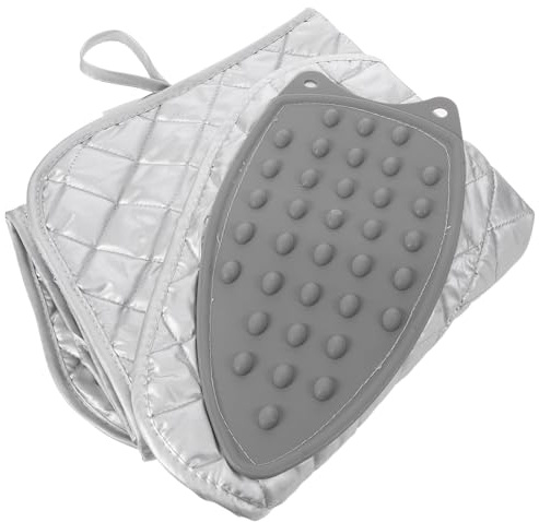 SWETRACE Tabla de Planchar de Poliéster y Algodón Punzonado Portátil Plegable con Superficie Lisa y Reposaplancha de Silicona para Viajes y Apartamentos