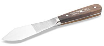 Footprint Clipt Point Putty Knife - 4.5”/115mm Hardened and Tempered Spring Steel Decorators Tool. Full Tang, Triple Rivet Hardwood Handle for Mixing, Filling and Scraping.