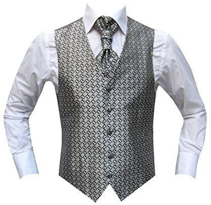 MMUGA Hochzeitwesten Set mit Plastron Grau 64