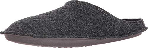 Crocs unisex adult Men's and Women's Classic | Fuzzy Slipper, Black/Black, 6 Women 4 Men US