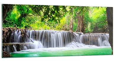Deco Cadre Salon Eau parc nature paysage Moderne Impression sur Verre 120x50cm Image Tableau en Verre Decoration Murale Chambre Cuisine Panoramique Art Grand Tableaux Decoratifs Muraux GAB120x50-2502