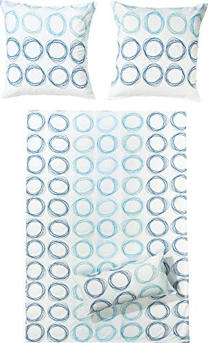 Dyckhoff Bettwäsche Weichfrottier blau-weiß Größe 1x 135x200 cm + 1x 80x80 cm