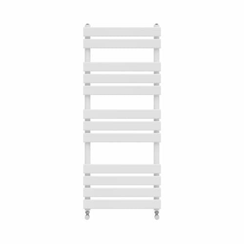 Warmehaus Designer Bathroom Flat Panel Heated Towel Rail White 1200x500mm | Ladder Style Radiators, Central Heating, Premium Mild Steel, Corrosion Resistance, Durable Finish, Wall Mounted