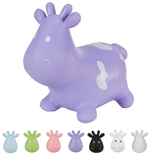 Hoppimals Tootiny Hüpftier, Hüpftier ab 1 Jahre & Hüpftier ab 2 Jahre, Hüpfende Kuh, Für Gymnastik & Geschicklichkeit für Kinder, Verpackt im Geschenkkarton, inklusive Pumpe - Baby-Hüpfer LILA