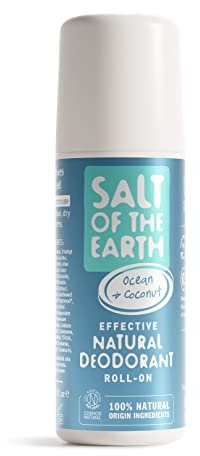 Salt of the Earth - Natural Deodorant Roll On - Ocean & Coconut - Vegan Formula with Effective Long-Lasting Protection, Made in the UK - Suitable for Men, Women & Kids - 75ml