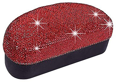 Blueshyhall Sonnenbrillen Etui Hardcase Glizter, Bling Brillenetui mit Diamant Strass, Sunglasses Case Organizer Box, Sonnenbrillen Etui Hartschale Faltbar für Frauen Herren Kinder Auto (Rot)