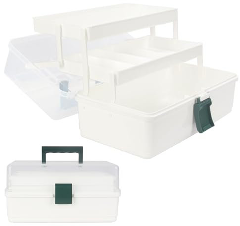 WEWLINE Kunst-Organizer, 3-lagig Aufbewahrungsbox, für Bastelarbeiten, Nähset, Box mit Griff, für Zuhause, Schule, Büro, Reisen