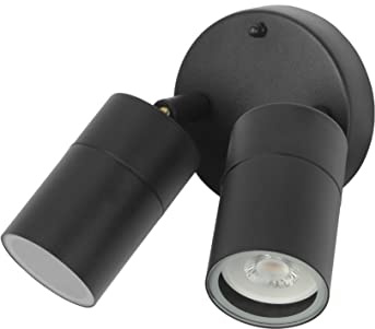 FORLIGHT Pixa - Aplique de Pared Exterior con 2 Focos Orientables GU10 para Jardín y Terraza, Resistente al Agua IP44, Negro, Iluminación Versátil y Moderna