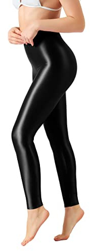 SOFSOT Übergröße, hohe Taille, Workout-Leggings, glänzend, Pilates-Hose, Yoga-Strumpfhose für Damen