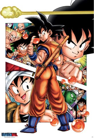 empireposter Dragon Ball - Son Goku Story - Manga Anime Poster Plakat Druck - Größe 61x91,5 cm + 2 St Posterleisten Alu 63 cm