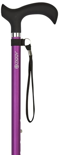 Gehstock Soft Melbourne Purple, Soft-Derbygriff schwarz, Leichtmetall Purple-rot, verstellbar ca. 76-99 cm, bis 110 Kg, inkl. Tragschlaufe und Gummipuffer
