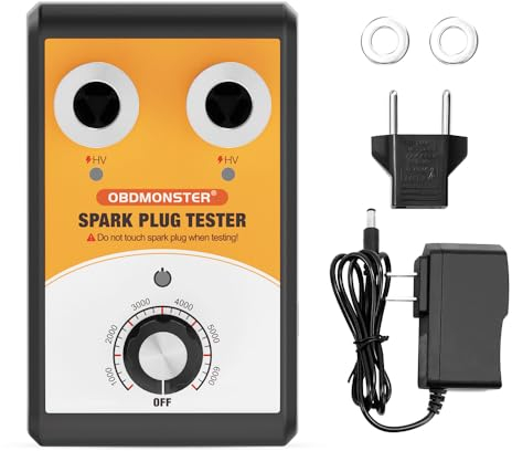OBDMONSTER Zündkerzen Tester Auto,Spark Plug Testgerät,Mit Doppeltes Loch Test Kfz-Zündkerzenprüfgerät 0 Bis 6000rpm Einstellbare Arbeitsfrequenz Auto Motorrad Spark Test Tool Für 12v Benzin Fahrzeuge
