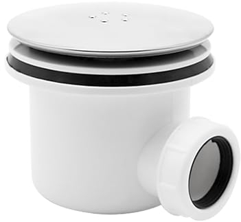 Shower Trap, ICEBLUEOR Fast Flow Shower Waste Trap for 90mm Tray Plug Hole, 1.5 Side Outlet Shower Tray Drain Cover, Shower Plughole Cover Hair Catcher, Chrome Shower Drain Cover Replacement