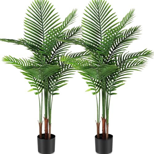 Jexine Künstliche Areca-Palme, künstliche Palme, Kunstpflanze für Heimdekoration, Innen- und Außenbereich, künstliche Areca-Palme im Topf für Zuhause, Büro, Einweihungsgeschenk, moderne Dekoration,