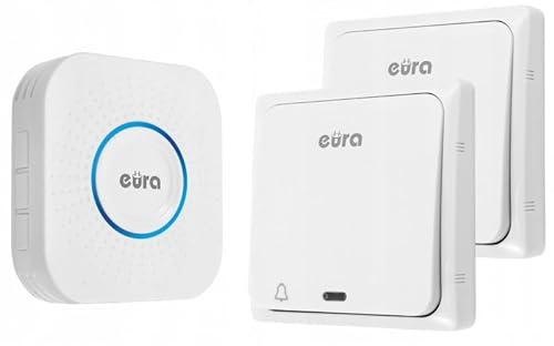 Eura-Tech Chill-out WDP-82H2 - Timbre inalámbrico sin batería para Exteriores (Resistente al Agua, Alcance de 100 m, 58 Tonos, 4 Niveles de Volumen), Dos transmisores
