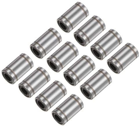 sourcing map 12pcs LM8UU Linear Ball Bearings, 8mm Bore Dia, 15mm OD,24mm Length, Linear Motion Bearing for CNC Machine Tool 3D Printer