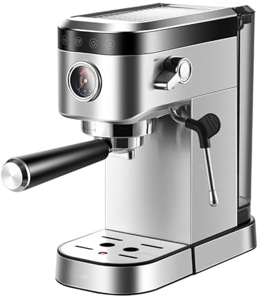 LoKori 20 Bar Professional Espresso Machine, Stainless Steel Espresso Maker with Milk Frother Steam Wand and Pressure Gauge,Compact Coffee Machine