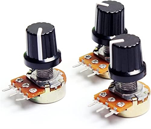 Einzelkegel-Potentiometer, Potentiometer 5 Stück/Los WH148 mit Knöpfen, Potentiometer 10 K, 15 mm, lineares Potentiometer, Lautstärkeeinstellung, Satz Widerstände